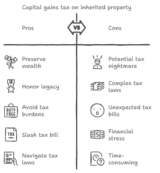 pros and cons list of capital gains tax on inherited property