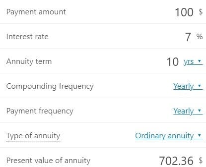 net present value annuity calculation example 7 percent