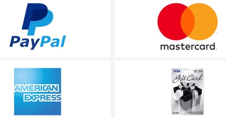 paypal american express mastercard and visa vanilla gift card