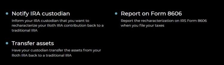 Step by Step guide on how to recharacterize IRAs