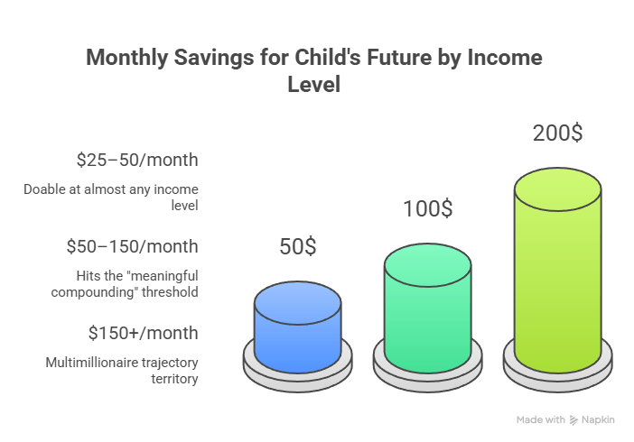 Financial growth chart showing investment returns over time with bars representing 5%, 10%, and 20% growth rates.